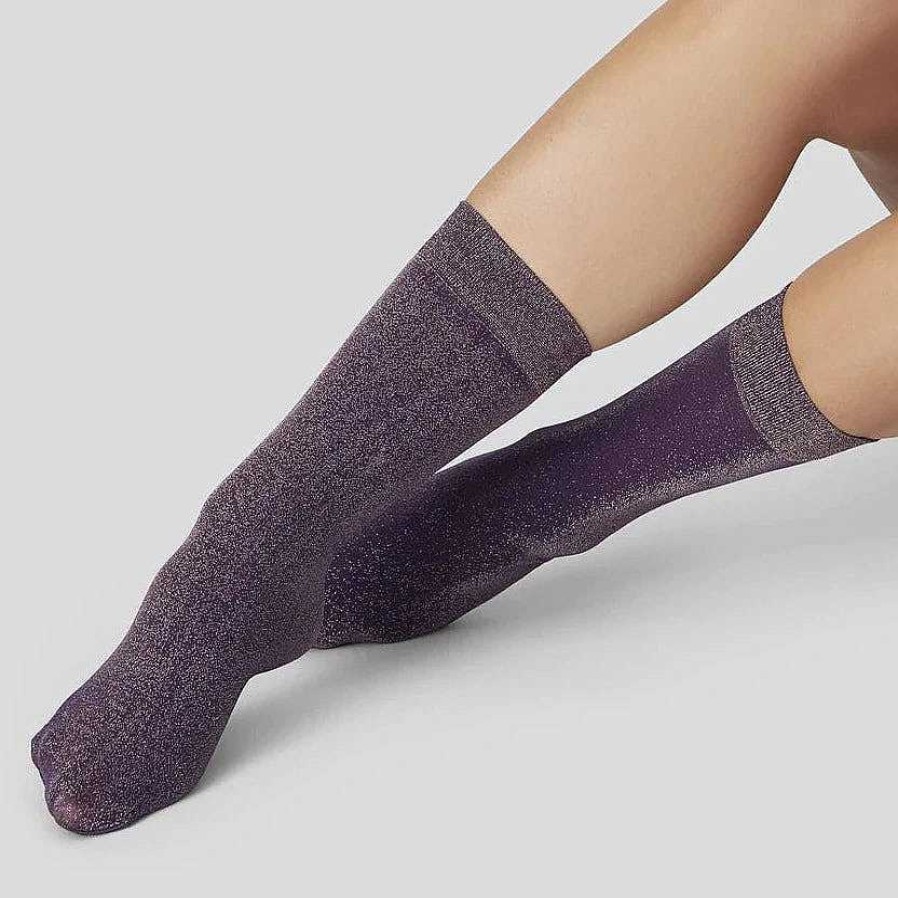 Tillbehor Calou | Ines Shimmery Socks Plommon