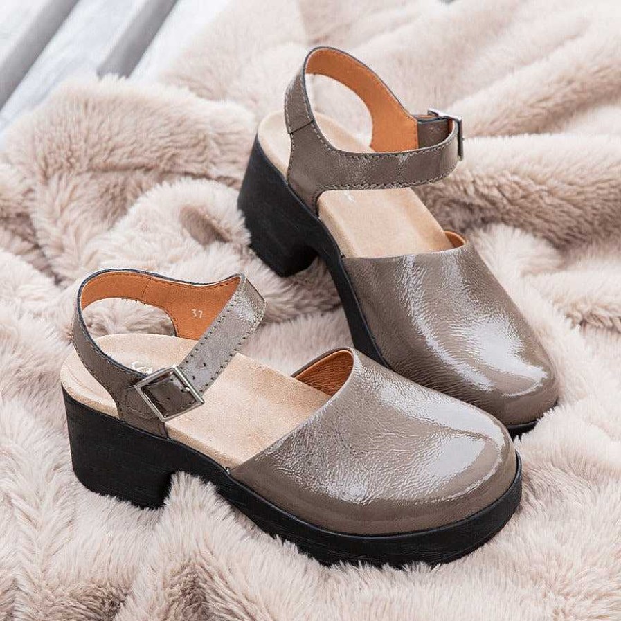 Traskor Pa Jobbet Calou | Dolores Clog Patent Gra