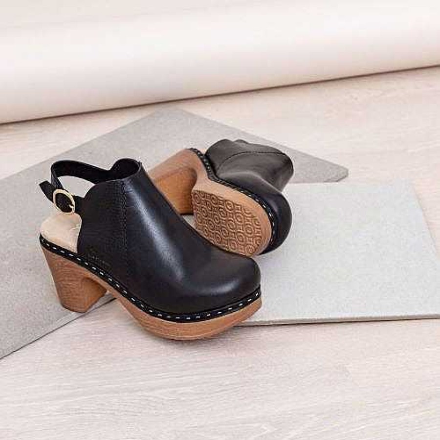 Mjuka Traskor Med Hog Klack Calou | Tyra Black Slingback Clog